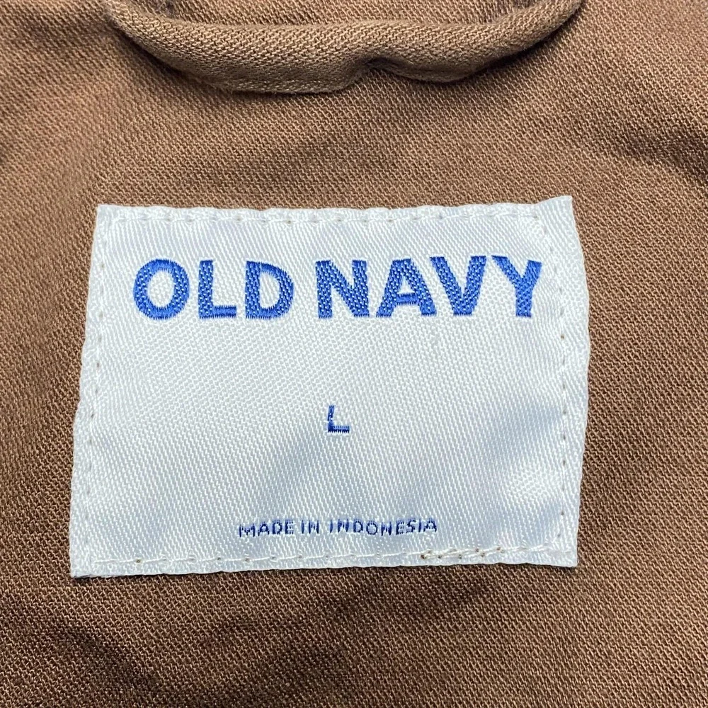 Old Navy Jacket Mens Large Brown‎ Canvas Military Full Zip Pockets Workwear - Picture 3 of 9